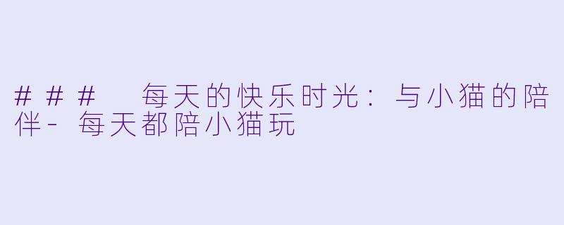 ### 每天的快乐时光：与小猫的陪伴-每天都陪小猫玩