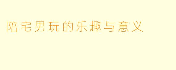 陪宅男玩的乐趣与意义