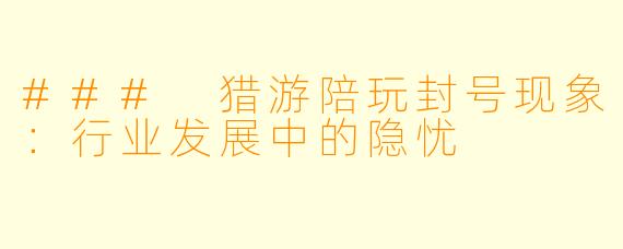 ### 猎游陪玩封号现象：行业发展中的隐忧