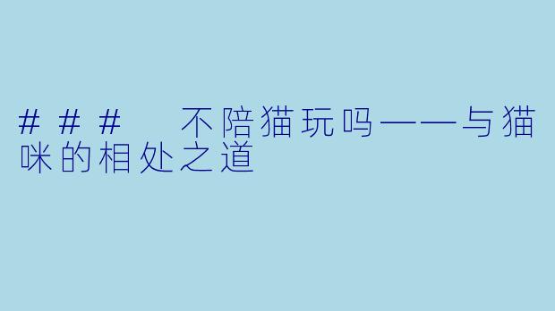 ### 不陪猫玩吗——与猫咪的相处之道