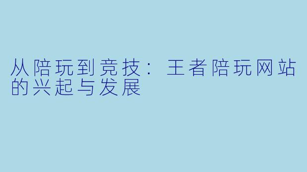 从陪玩到竞技：王者陪玩网站的兴起与发展
