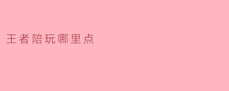 ### 王者陪玩哪里点:全面解析陪玩平台