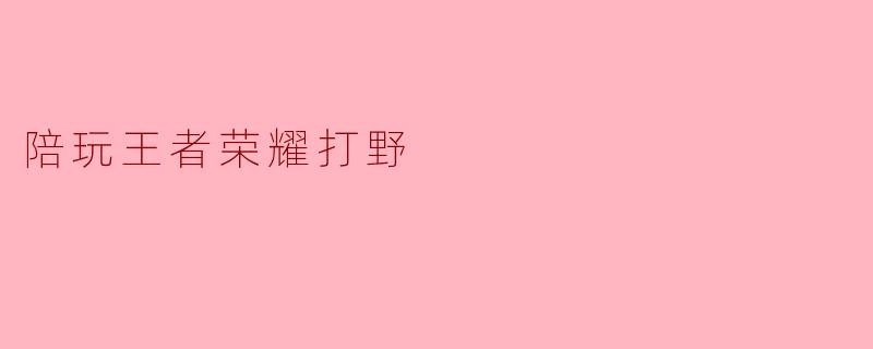 陪玩王者荣耀打野
