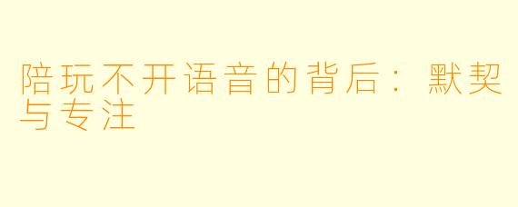 陪玩不开语音的背后：默契与专注