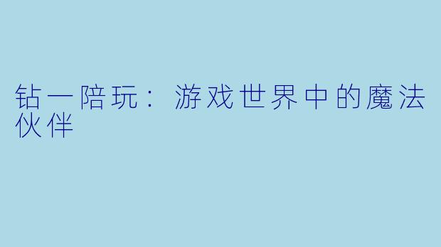 钻一陪玩：游戏世界中的魔法伙伴