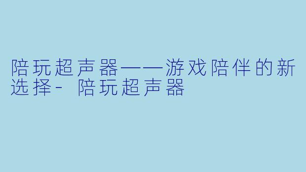 陪玩超声器——游戏陪伴的新选择-陪玩超声器