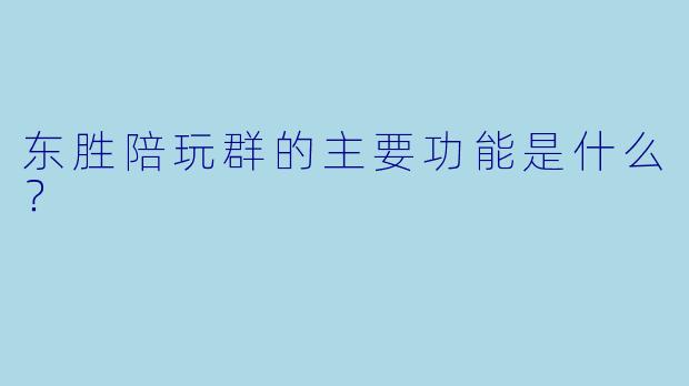 东胜陪玩群的主要功能是什么？