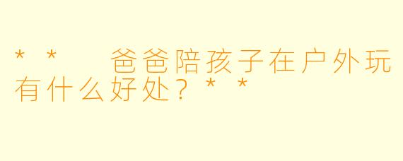 ** 爸爸陪孩子在户外玩有什么好处？**