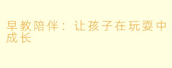 早教陪伴：让孩子在玩耍中成长