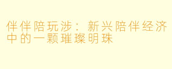 伴伴陪玩涉：新兴陪伴经济中的一颗璀璨明珠