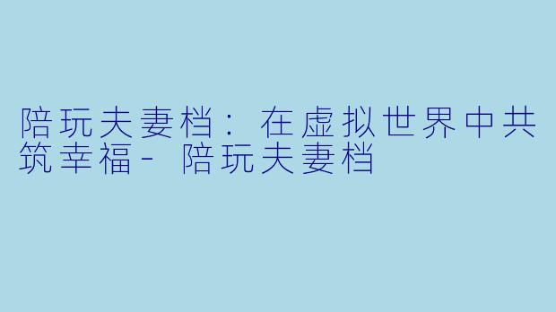 陪玩夫妻档：在虚拟世界中共筑幸福-陪玩夫妻档