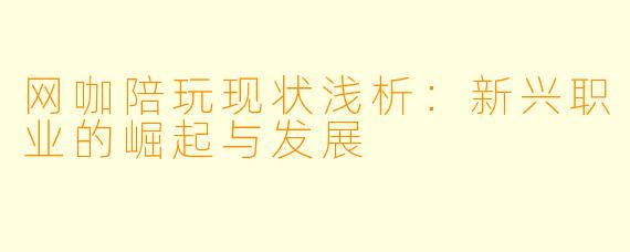 网咖陪玩现状浅析：新兴职业的崛起与发展