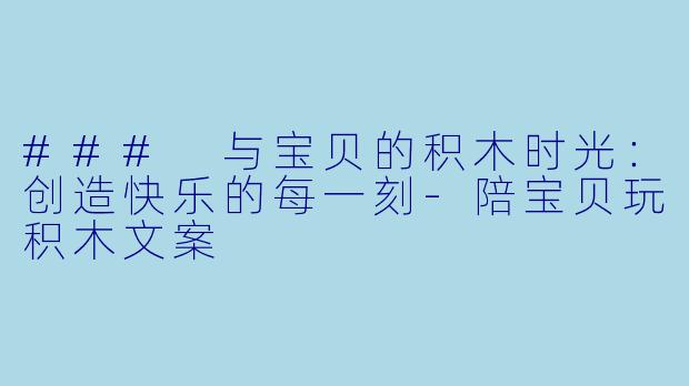 ### 与宝贝的积木时光：创造快乐的每一刻-陪宝贝玩积木文案
