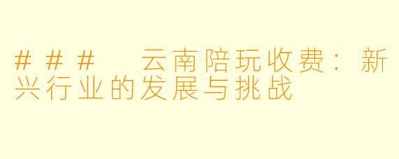 ### 云南陪玩收费:新兴行业的发展与挑战