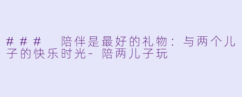 ### 陪伴是最好的礼物：与两个儿子的快乐时光-陪两儿子玩