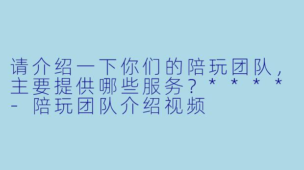 请介绍一下你们的陪玩团队,主要提供哪些服务?****