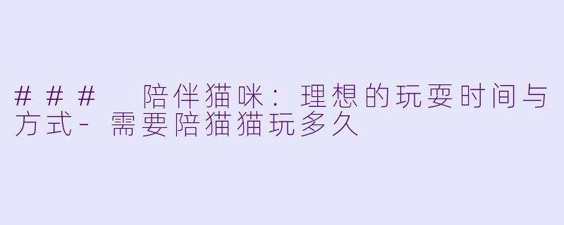 ### 陪伴猫咪：理想的玩耍时间与方式-需要陪猫猫玩多久
