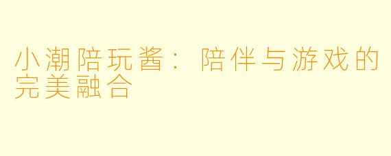小潮陪玩酱：陪伴与游戏的完美融合