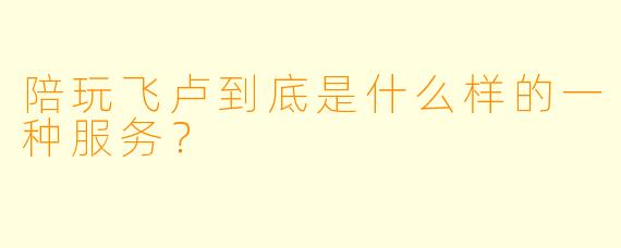 陪玩飞卢到底是什么样的一种服务？  