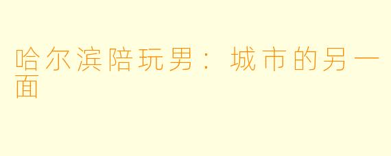 哈尔滨陪玩男：城市的另一面