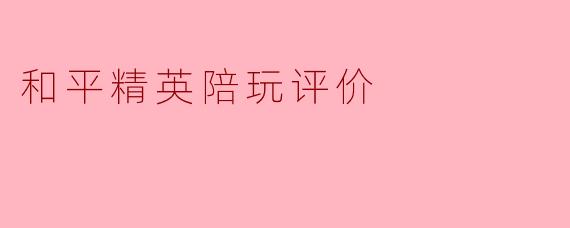 和平精英陪玩评价