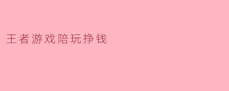 王者游戏陪玩挣钱