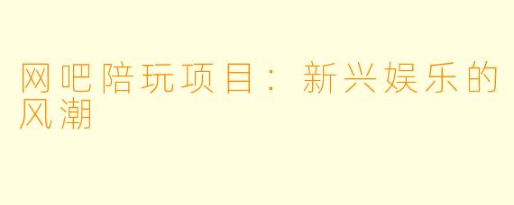 网吧陪玩项目:新兴娱乐的风潮