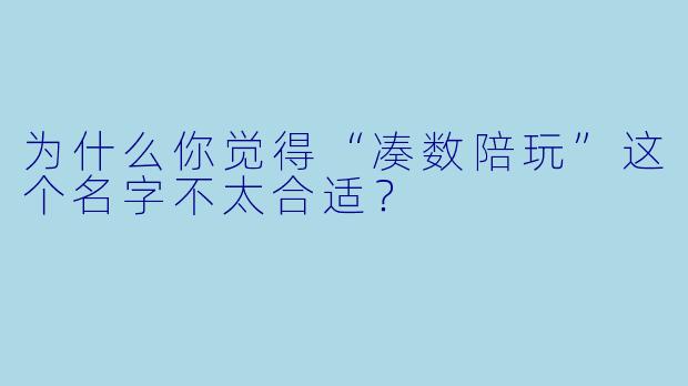 为什么你觉得“凑数陪玩”这个名字不太合适？