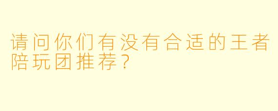 请问你们有没有合适的王者陪玩团推荐?