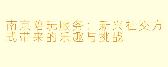 南京陪玩服务：新兴社交方式带来的乐趣与挑战