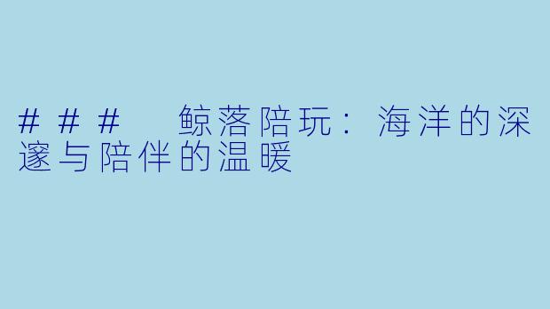 ### 鲸落陪玩：海洋的深邃与陪伴的温暖