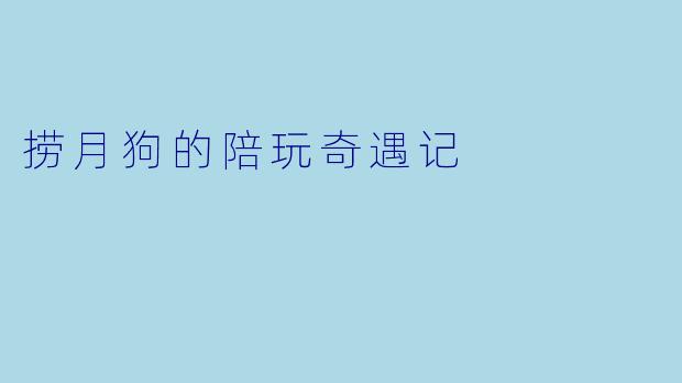 捞月狗的陪玩奇遇记