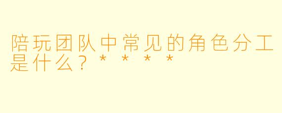 陪玩团队中常见的角色分工是什么？****