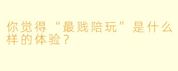 你觉得“最贱陪玩”是什么样的体验？