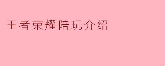 王者荣耀陪玩介绍