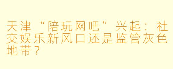 天津“陪玩网吧”兴起：社交娱乐新风口还是监管灰色地带？