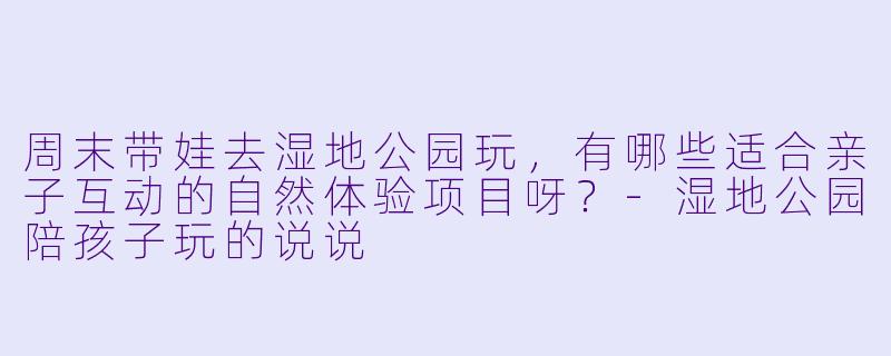 周末带娃去湿地公园玩,有哪些适合亲子互动的自然体验项目呀?