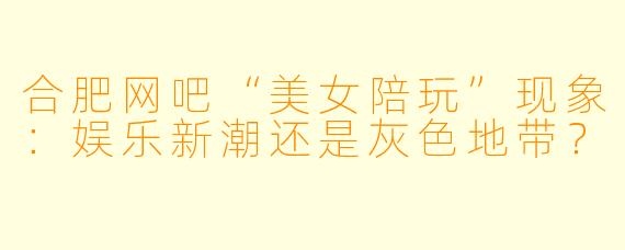 合肥网吧“美女陪玩”现象：娱乐新潮还是灰色地带？