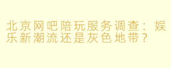 北京网吧陪玩服务调查：娱乐新潮流还是灰色地带？
