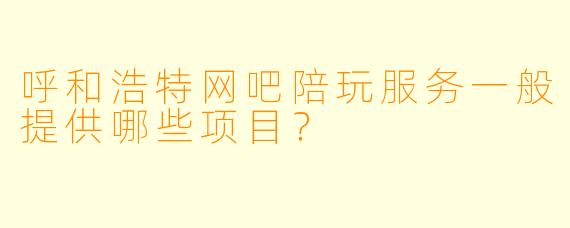呼和浩特网吧陪玩服务一般提供哪些项目？