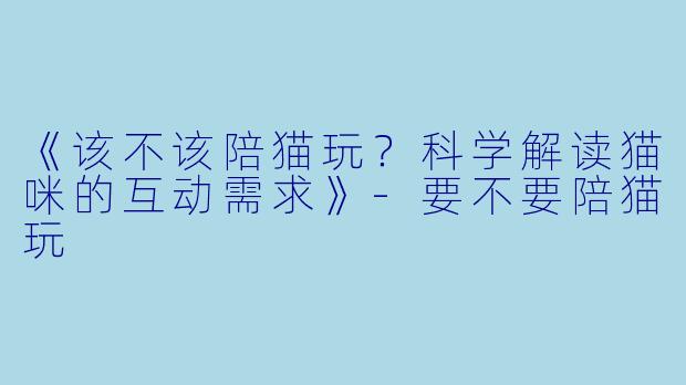 《该不该陪猫玩？科学解读猫咪的互动需求》-要不要陪猫玩