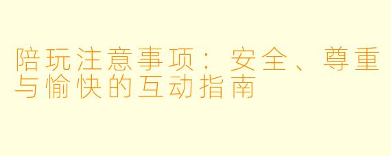 陪玩注意事项:安全、尊重与愉快的互动指南