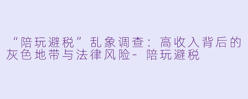 “陪玩避税”乱象调查：高收入背后的灰色地带与法律风险-陪玩避税