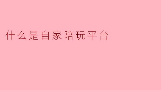 什么是自家陪玩平台？