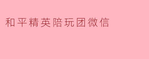 和平精英陪玩团微信