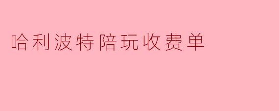 哈利波特陪玩收费单