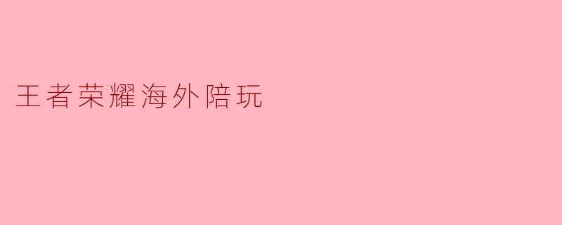 王者荣耀海外陪玩