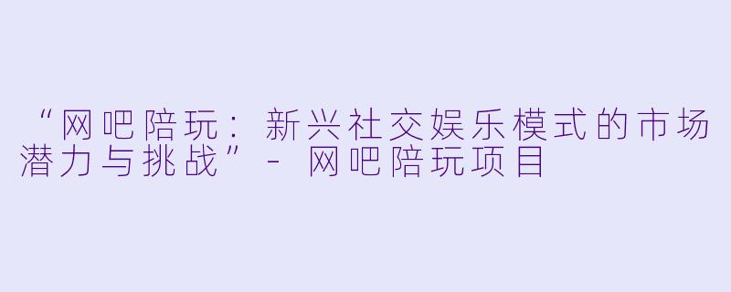 “网吧陪玩：新兴社交娱乐模式的市场潜力与挑战”-网吧陪玩项目