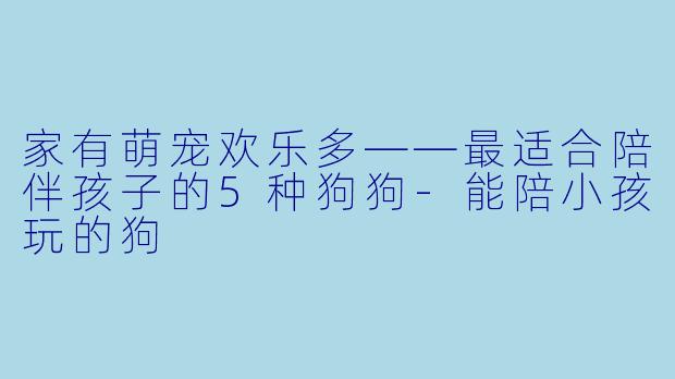 家有萌宠欢乐多——最适合陪伴孩子的5种狗狗-能陪小孩玩的狗
