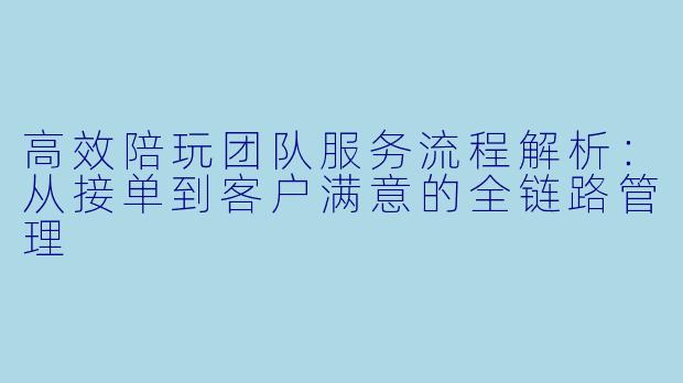 高效陪玩团队服务流程解析：从接单到客户满意的全链路管理